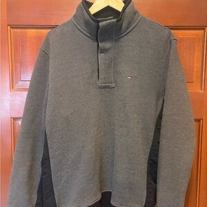 Tommy Hilfiger Men’s Gray Button Mock Neck Pullover Sweater – Size L